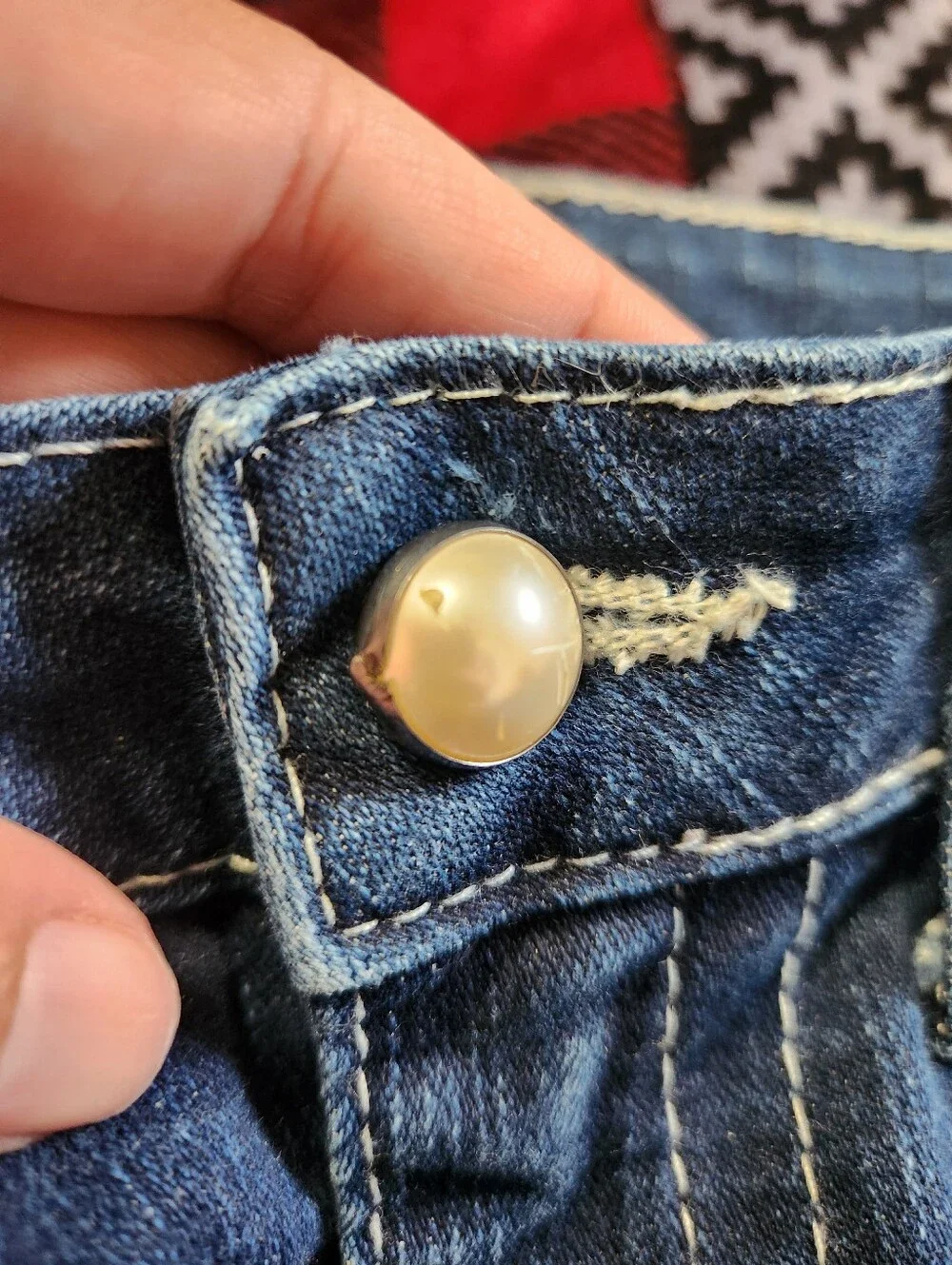 True Religion Becky Y2K Pearl Button Flap Pocket Bootcut Jeans Size 31 - Picture 9 of 15